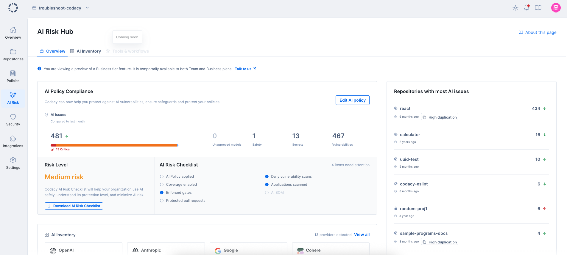 AI Risk Hub overview